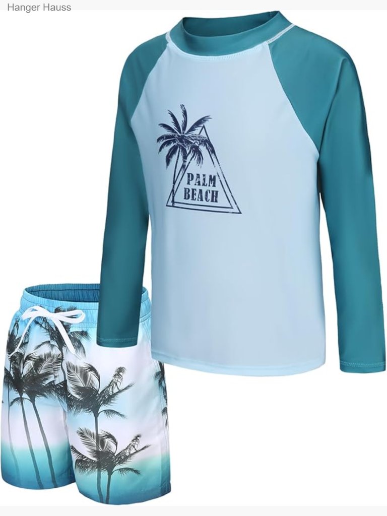 Boys Long Sleeve Rash Guard Swim Set Upf 50